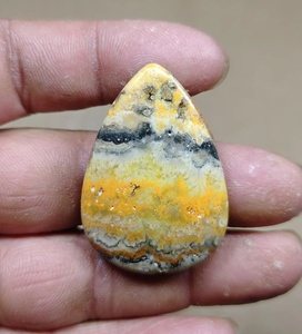 Natural Bumble Bee Jasper Round Brilliant Cut Loose Gemstone Yellow Flat Back <b>Polished</b> Crystal <b>Waxed</b>/Oiled for Jewelry Making - Product Image 2