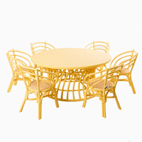 KV NATURAL HOME - Juego de Mesa y Silla Escolar de Ratán Moderno, Seguro y Duradero para Jardín de Infancia - Muebles de Aprendizaje Ecológicos