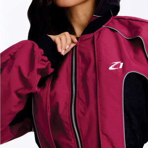 Custom Women Hooded Tracksuit Set Cropped Zip Windbreaker Jacket and Wide Leg Pants Streetwear Activewear <b>Lightweight</b> <b>Hoodies</b> - Product Image 2