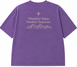 T-shirt surdimensionné brodé personnalisé pour homme, en coton violet, manches courtes, style streetwear décontracté, texte avant et arrière, design personnalisable - Product Image 1