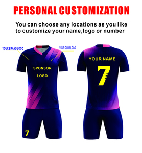 Men's <b>Soccer</b> Uniform Set V-Neck Short Sleeve Gradient Pink Navy Sublimated Latest <b>Soccer</b> Uniform Hot Sale Breathable <b>Soccer</b> Set - Product Image 5