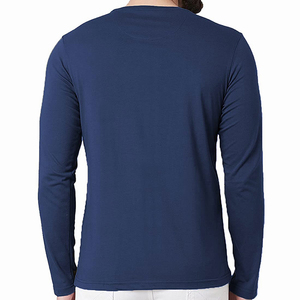 Camiseta de Manga Larga para Hombre, Corte Regular, Color Sólido, Cuello Redondo, Informal, 100% Algodón, Tallas S M L XL XXL - Product Image 2