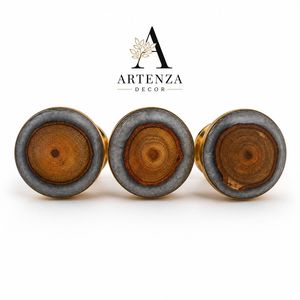 Pomo Redondo Moderno de Resina y Madera Natural, Tirador de Cajón Hecho a Mano, Manija Decorativa para Muebles, Accesorio para Armario, Artenza Decor - Product Image 1