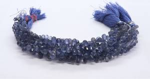 Perles d'iolite naturelle facettées en forme de goutte, perles de pierre précieuse d'iolite bleue, perles d'iolite facettées en forme de goutte pour la fabrication de bijoux, 8 pouces - Product Image 2