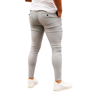 Pantalones de Hombre Slim Fit de Sarga Ajustados Estilo Casual con Frente Plano, Cierre con Cordón y Logo en la Cintura, Pierna Larga - Product Image 4
