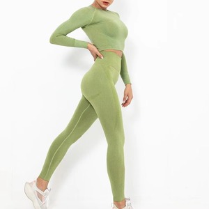 OEM Women Gym Fitness Striped Breathable 2 Piece Sets High Waist Butt Lifting Bottoms Sports Active Yoga - Product Image 2