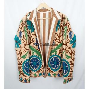Handmade Embroidered Cotrise <b>Jacket</b> for Women <b>Collar</b> Full Sleeves Quick Dry Breathable Cotton Lining - Product Image 6