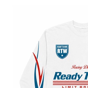 T-shirt à manches longues pour homme RTW, blanc, design racing, col rond, jersey imprimé sportif, coupe ajustée - Product Image 2