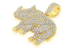 Pendentifs et breloques unisexes en argent 925 plaqué or, style Hip Hop, personnalisés, tendance, motif animaux, rhinocéros glacé, avec diamants de laboratoire, pour fêtes - Product Image 4