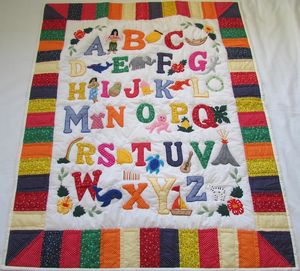 Bindian <b>Handmade</b> Multicolor Hawaiian <b>Quilts</b> With Alphabet Letters Work 100% Cotton <b>Quilts</b> For Home, Hotel, Occasions Decor - Product Image 1