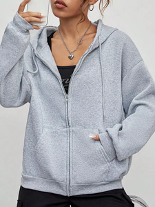 Sudadera con capucha profesional para mujer, nueva, con cremallera, cálida, de forro polar, informal, para otoño, con bolsillos, estilo urbano, ropa deportiva. - Product Image 2