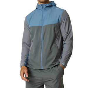 Veste de survêtement à capuche pour homme avec blocs de couleur et poches latérales, séchage rapide, légère, sportive, pour le printemps, coupe classique - Product Image 2