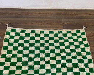 Alfombra Persa Marroquí Anudada a Mano, Verde y Blanca, de Lana Ecológica, Antideslizante, con Patrón Geométrico, de Pelo Medio, para Sala de Estar, Habitación Infantil o Sala de Oración - Product Image 4