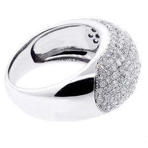Wide Band Round Cut Moissanite <b>Dome</b> <b>Ring</b> Micro Pave Set For Unisex 925 Silver Fine Proposal Gift For Lovers Charms - Product Image 2