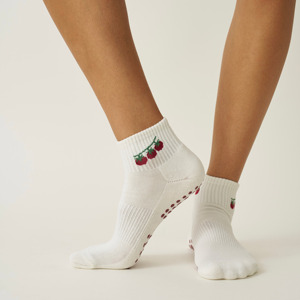<b>Custom</b> Logo Anti Slip Yoga <b>Socks</b> Ankle Cotton <b>Grip</b> <b>Socks</b> With Cherry Pattern For Women Summer Wear - Product Image 3