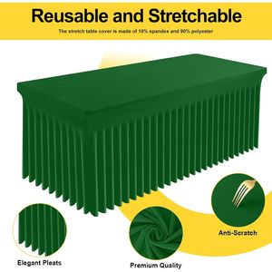 Smiry Elastic Fitted Stretch Rectangle Tablecloth Waterproof Washable Spandex <b>Table</b> <b>Cover</b> Skirt - Product Image 3