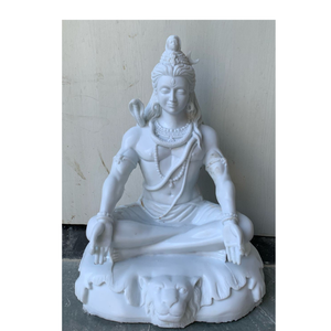 Estatua de Shiva Meditando, Tallada a Mano, Pulida, de Gran Tamaño, en Mármol Blanco, Diseño Moderno, Piedra Natural de Gujarat - Product Image 2