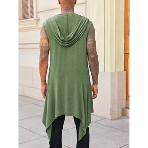2025 Men's Open Front Knit Drape <b>Robe</b> with Sleeveless <b>Hooded</b> Cardigan & Shawl Collar Mens Hoodies & Sweatshirts - Product Image 4