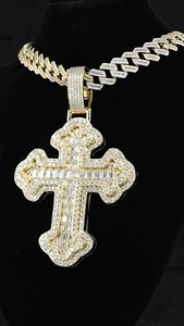 Colgante de Cruz Floral de Moissanita Personalizado, Plata de Ley 925, Chapado en Oro, Joyería Fina, Colgantes y Dijes, Joyería Hip Hop - Product Image 3