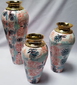 High-Gloss Marble Finish Cast Aluminium Metal <b>Vase</b> – <b>Gold</b> Collar Floral Centerpiece Flower <b>Vase</b> – Direct B2B Wholesale India - Product Image 2