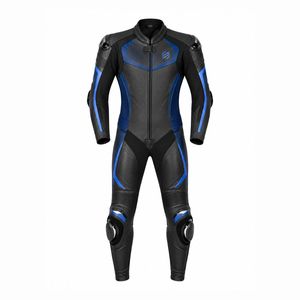 Traje de Motocicleta de Cuero Negro y Azul para Hombre, Manga Larga, Transpirable, Equipo de Protección para Adultos, Todas las Temporadas, con el Mejor OEM - Product Image 1
