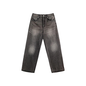 Jeans de Mezclilla para Hombre, Diseño Nuevo, Corte Holgado y Recto, Color Negro Lavado, Cintura Media, Transpirables, de Algodón, Spandex y Poliéster - Product Image 2
