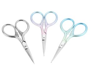 Tijeras para Cejas Curvas Pequeñas para Diestros, con Tapa de Seguridad de Acero Inoxidable, Kit de Cuidado Personal, 3 Colores: Plateado, Rosa, Azul - Product Image 2