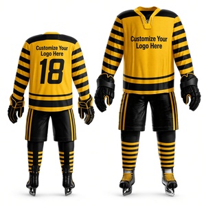 Maillot de football de qualité supérieure, coton/fibre de bambou antibactérien, col en V, jaune et noir rayé, manches longues, impression sublimée, unisexe - Product Image 1