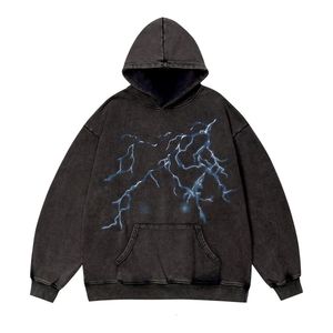 Sweat à capuche pour homme bleu ardoise délavé à l'acide, en polaire doux, coupe ample, durable, vente en gros, mode urbaine, respirant - Product Image 3