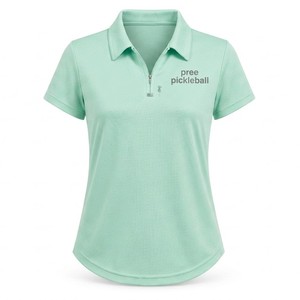 เสื้อโปโลแขนสั้นสำหรับผู้หญิงสำหรับเล่นพิคเคิลบอล ทรงเข้ารูป ระบายเหงื่อได้ดี ปิดด้วยซิป สีพื้น สามารถสกรีนโลโก้ได้ ชุดกีฬา - Product Image 1