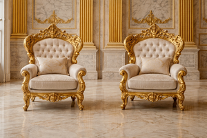 Muebles de Sala de Estar Tallados en Estilo Barroco con Hojas de Oro, Juego de Sofás de Lujo para Sala de Estar, Juego de Sofás Tallados a Mano de Primera Calidad, Nueva York - Product Image 3