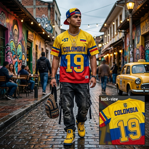 Colombia Soccer Jersey Unisex White Red 100% <b>Polyester</b> Mesh Short Sleeve V-Neck Breathable Summer Football <b>Shirt</b> - Product Image 2