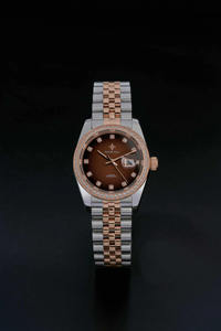 Montre ronde en acier inoxydable Alexander Ferros, résistante à l'eau jusqu'à 50 m, modèle 8201D/08, verre saphir, bouton poussoir, fermoir caché - Product Image 5