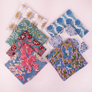 Cotton Hand Block Printed Reversible <b>Bandana</b> Square Scarf Lightweight Breathable Anti-Bacterial Quick-Dry Four-Way Stretch Wraps - Product Image 1