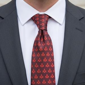 Corbata masónica Red Square & Compass - [Roja] Tipo de tela Poliéster Perfecta para cualquier reunión o ocasión de la logia - Product Image 6