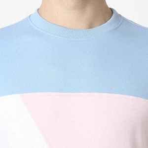 เสื้อสเวตเชิ้ตคอกลมบล็อกสีสำหรับผู้ชาย ทรงปกติ แขนยาว ถักทอ สไตล์ลำลองสำหรับฤดูใบไม้ร่วง สีฟ้า ชมพู ขาว - Product Image 6