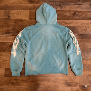 Sweat à capuche personnalisé pour homme, coupe-vent, 100 % coton, brodé, style streetwear, avec fermeture éclair, appliqué et patchwork vieilli – Fabricants - Product Image 5
