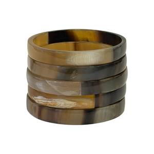 SOFIYA CRAFT Ensemble de 5 bracelets en corne naturelle pour homme, style ethnique, manchette large, tendance, multi-plaqué, marron clair, noir - Product Image 1