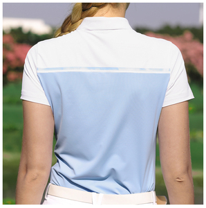 Camiseta Polo Deportiva para Mujer PUFFIN SPORTS, de Bloques de Color, Manga Corta, Corte Ajustado, Secado Rápido, Tejido Deportivo, 100% Poliéster, para Primavera/Verano - Product Image 3