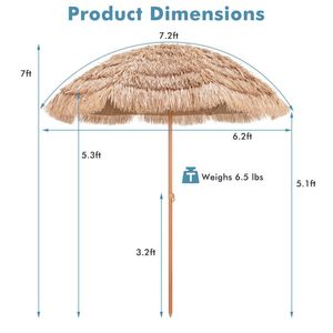 Sombrilla Tiki de 7.2 pies con Techo de Paja para Patio, Playa y Jardín, con Base - Product Image 5
