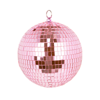 Vente en gros de boule à miroir disco en plastique verre rose brillant de 12cm personnalisé cadeau de fête coloré grand décor de Noël