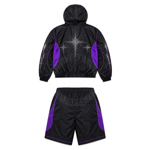 Ensemble coupe-vent short et veste à capuche athlétique haut de gamme, faible MOQ, look tendance inspiré - Product Image 2