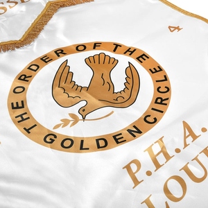 Banderola de la Orden del Círculo Dorado, Personalizada para Asamblea PHA, Blanca, Ceremonial, con Borlas Doradas - Product Image 2
