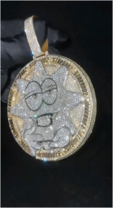 Colgante de plata 925 con incrustaciones de moissanita personalizado, colgante de moissanita de corte redondo estilo hip-hop para hombres y mujeres, ideal para fiestas. - Product Image 6