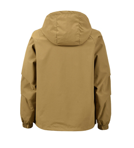 Chaqueta cortavientos tipo anorak con capucha y media cremallera para hombre, color marrón, con bolsillo canguro. - Product Image 4