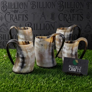 Chope à bière artisanale en corne de buffle, style Viking, naturelle, rustique, objet d'art de collection - Product Image 2