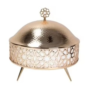 Plat à chafing de luxe en acier inoxydable de style arabe avec support métallique décoratif, chauffe-plats pour buffet, idéal pour la restauration hôtelière - Product Image 6