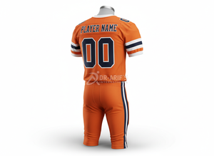 Ensemble de maillots de football américain personnalisés pour équipe, orange, col en V, manches courtes, sublimation, maille respirante, coupe athlétique, adultes - Product Image 4