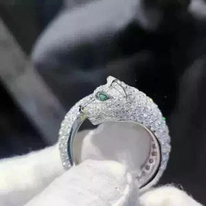 Anillos de pantera con incrustaciones de corte redondo, de plata de ley bañada en rodio, estilo Hip Hop, para compromiso, aniversario, uso diario, unisex, boda, amigos - Product Image 3