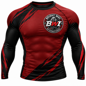 Bright Way International Men's Full Sleeve Rash Guard Red <b>Black</b> Sublimation Print Quick Dry <b>Compression</b> <b>Shirt</b> - Product Image 1